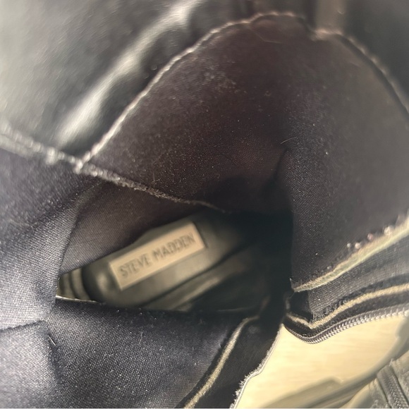 STEVE MADDEN Aiken Tall COMBAT BOOTS womens 9 Black Leather Goth Grunge Moto - Picture 13 of 16